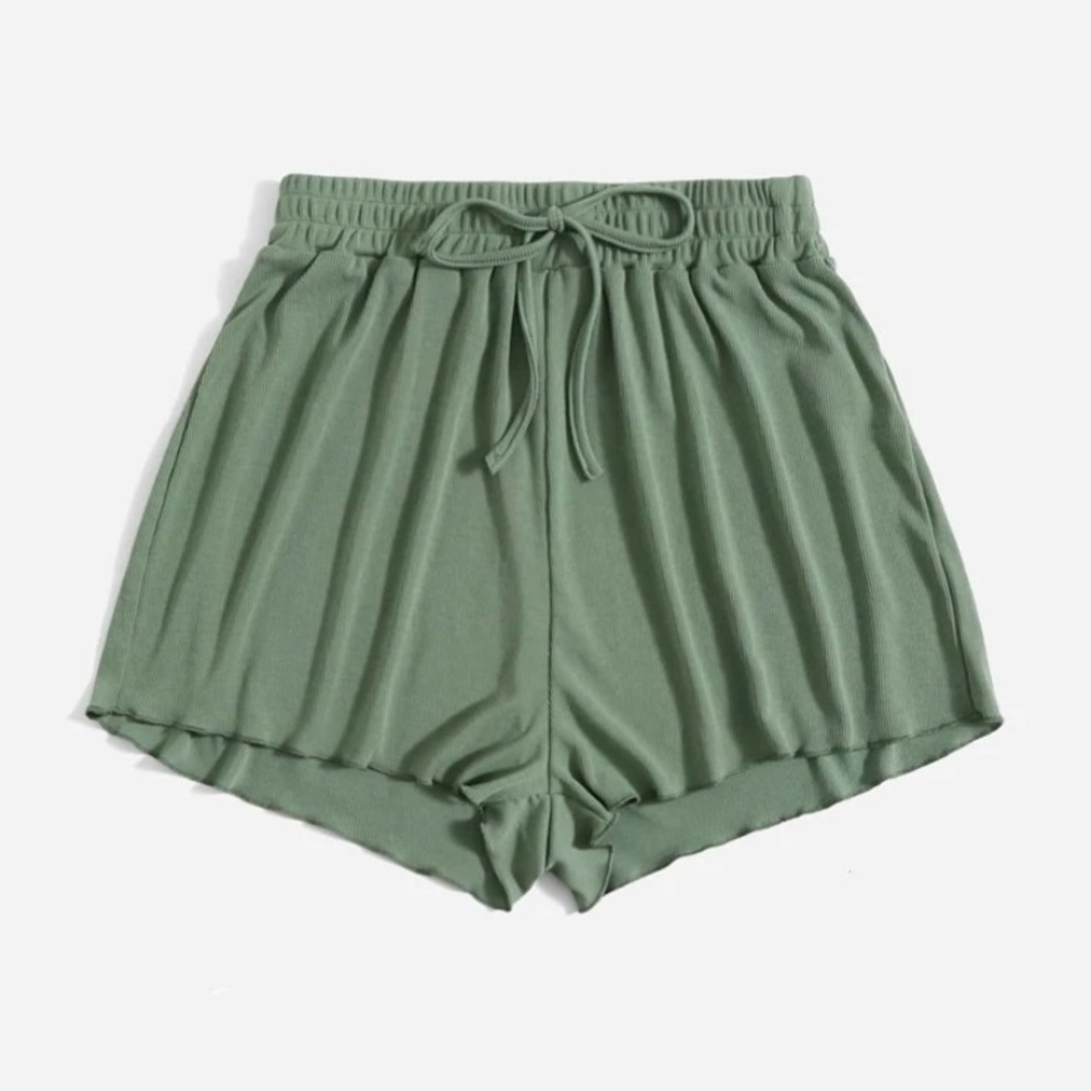 Green Solid Shorts